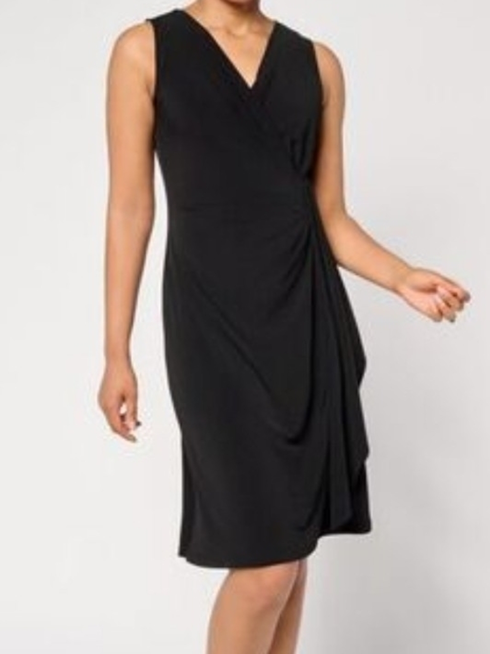 NY and Co Classic Black Sleeveless Wrap Dress